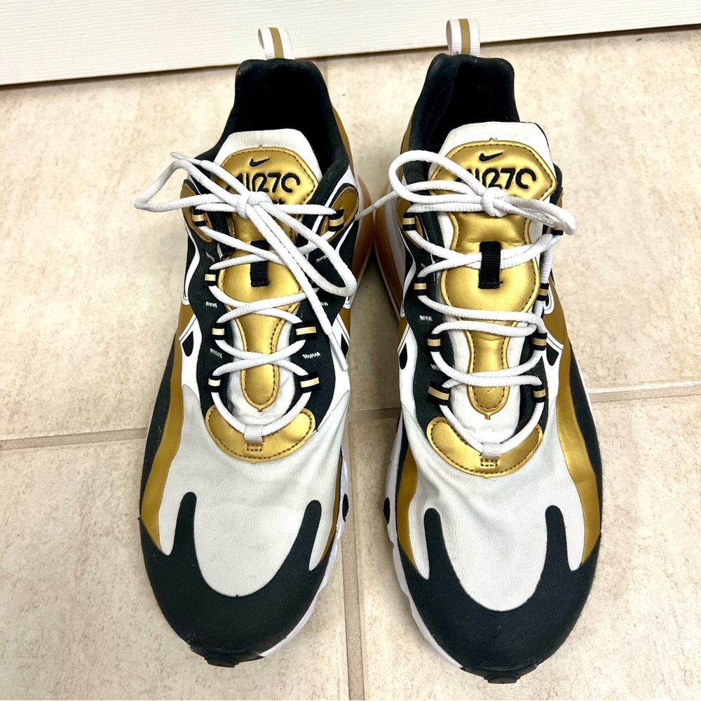 Nike Air Max 270 React Gold White Sneakers CW7298-100 Men’s size 12 - Picture 3 of 7